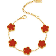 Rotes Kleeblatt Armband - Edelstahl